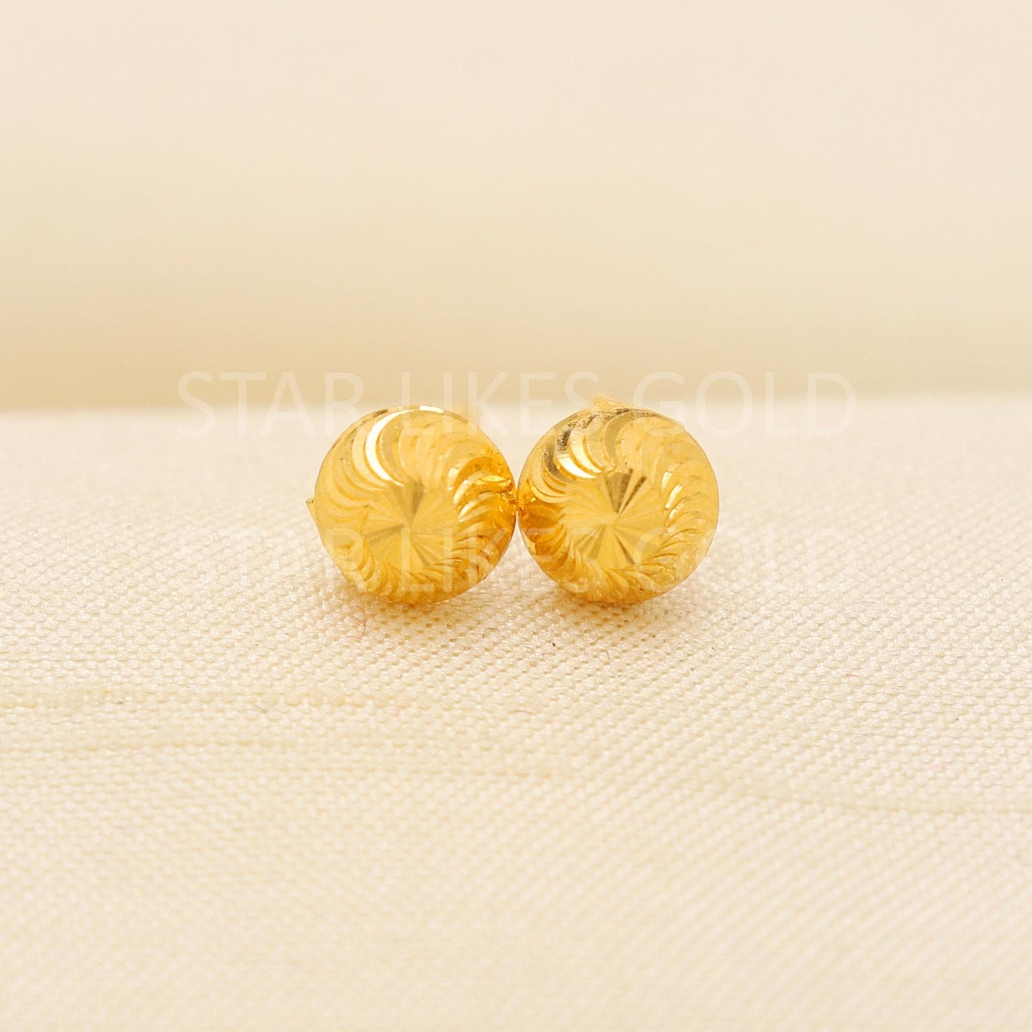 Small 18k Gold Studs, Everyday Earrings, Simple Gold Studs, Gold Spiral Design Studs,  Anniversary Gift, PR2064