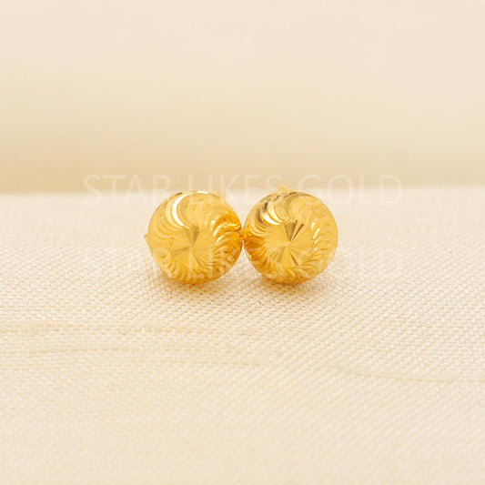 Small 18k Gold Studs, Everyday Earrings, Simple Gold Studs, Gold Spiral Design Studs,  Anniversary Gift, PR2064