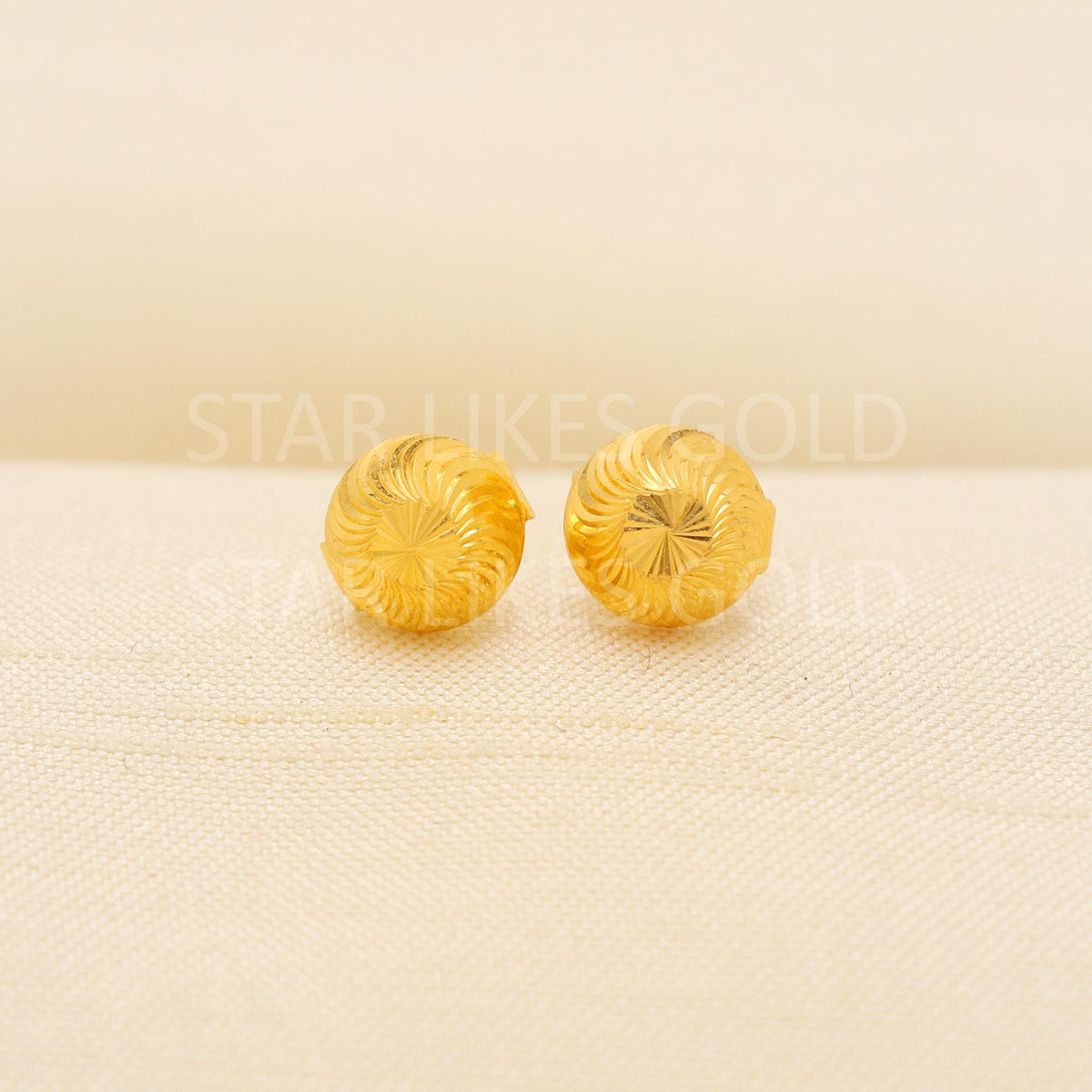 Small 18k Gold Studs, Everyday Earrings, Simple Gold Studs, Gold Spiral Design Studs,  Anniversary Gift, PR2065