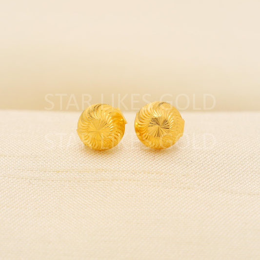 Small 18k Gold Studs, Everyday Earrings, Simple Gold Studs, Gold Spiral Design Studs,  Anniversary Gift, PR2065