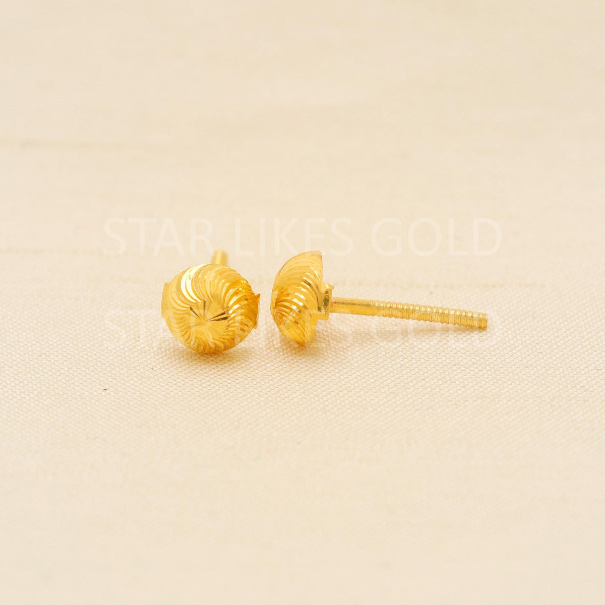 Small 18k Gold Studs, Everyday Earrings, Simple Gold Studs, Gold Spiral Design Studs,  Anniversary Gift, PR2065