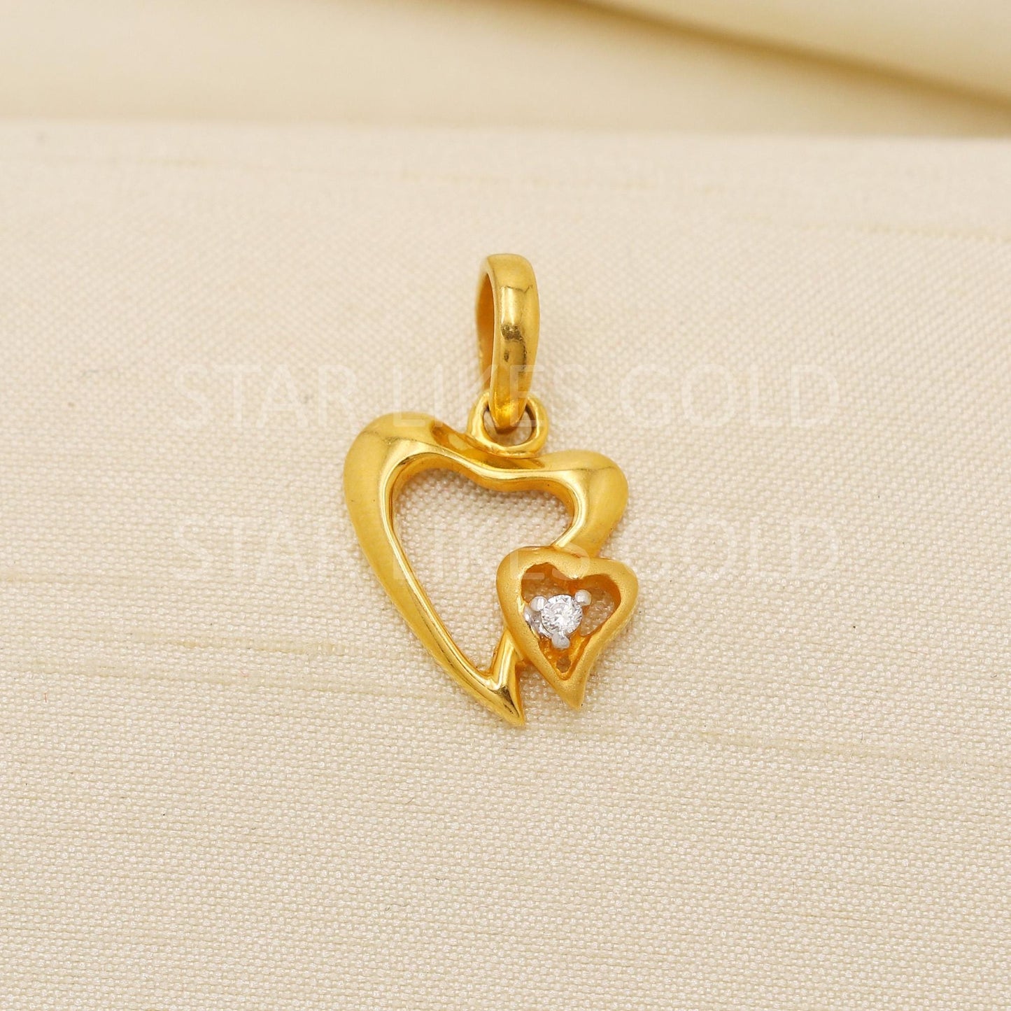 Heart 22k Yellow Gold Handmade Pendant Jewelry, PR2085