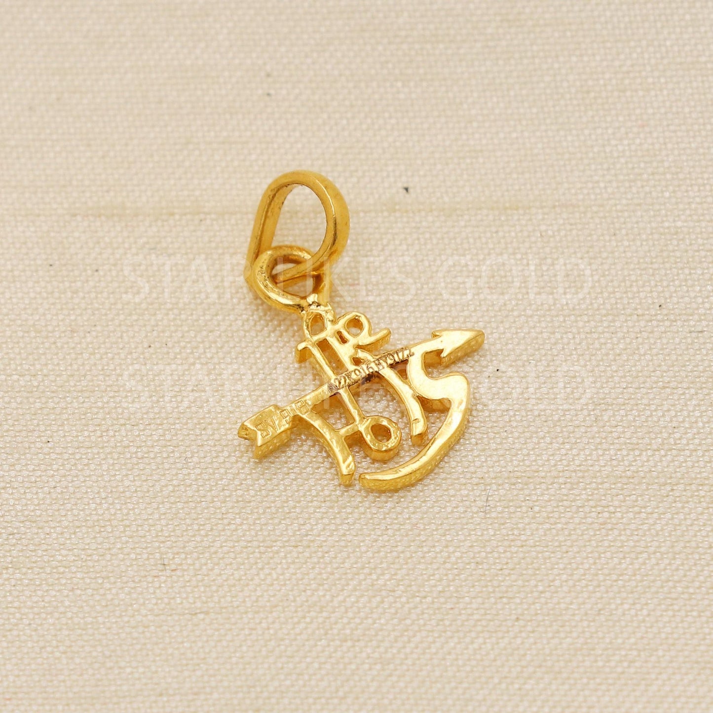 shree ram 22k Yellow Gold Pendant Indian Handmade Arrow Jewelry, PR2121