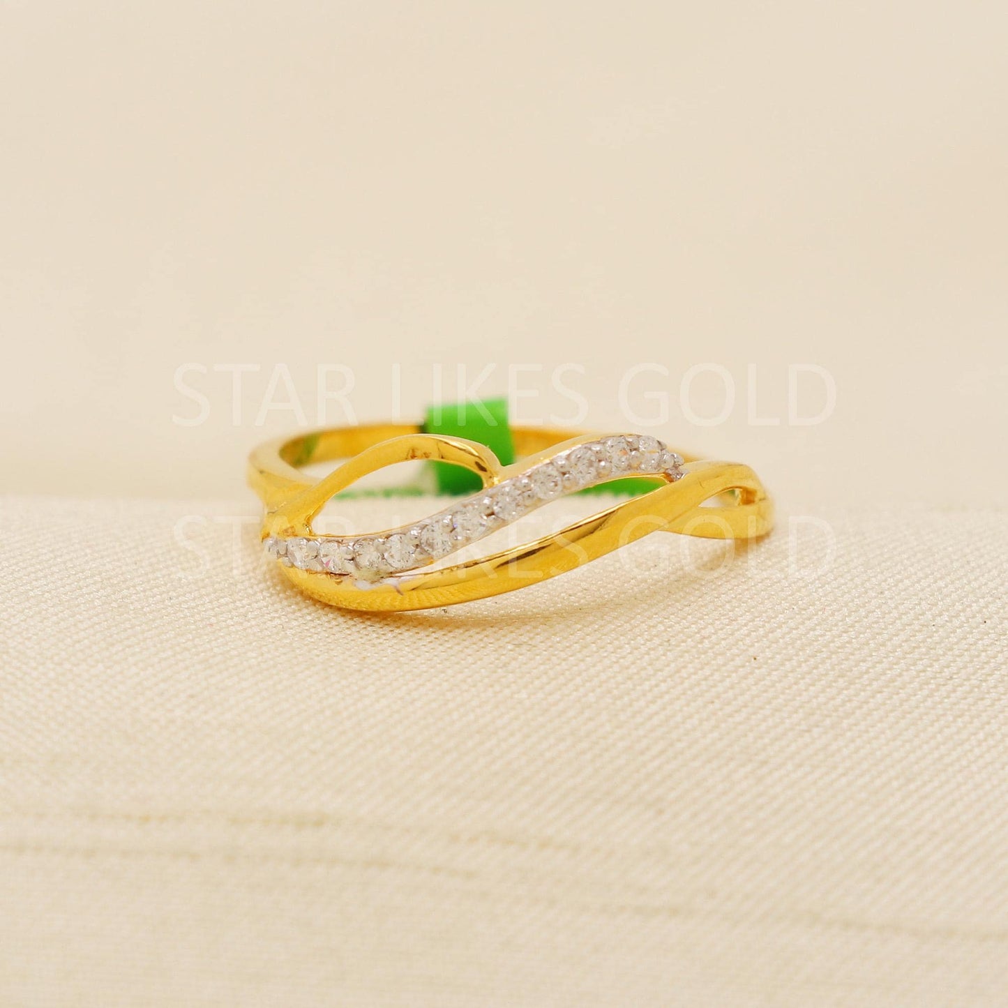 zircon Solid 22 Karat 22k Gold Handmade Ring Jewelry Women Ring