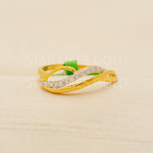 zircon Solid 22 Karat 22k Gold Handmade Ring Jewelry Women Ring