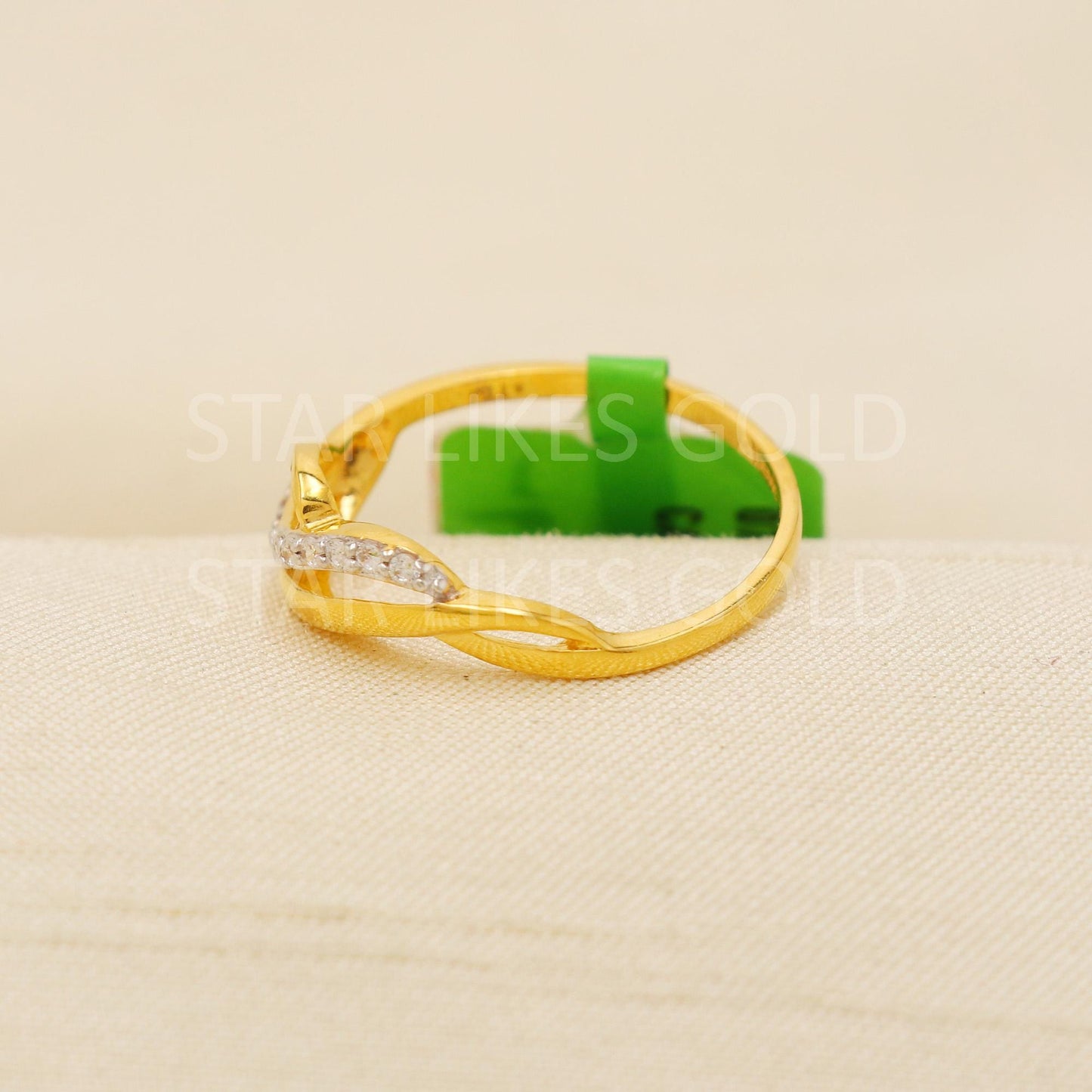 zircon Solid 22 Karat 22k Gold Handmade Ring Jewelry Women Ring