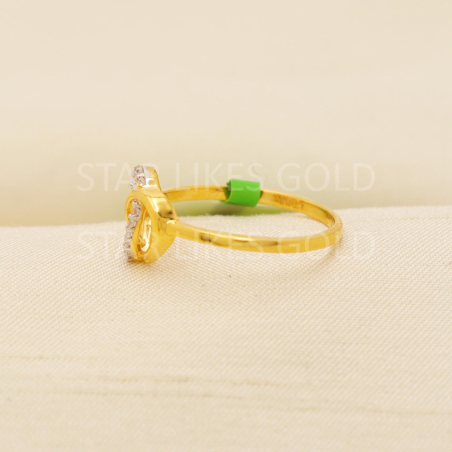 zircon Solid 22 Karat 22k Gold Handmade Ring Jewelry Women Heart Ring