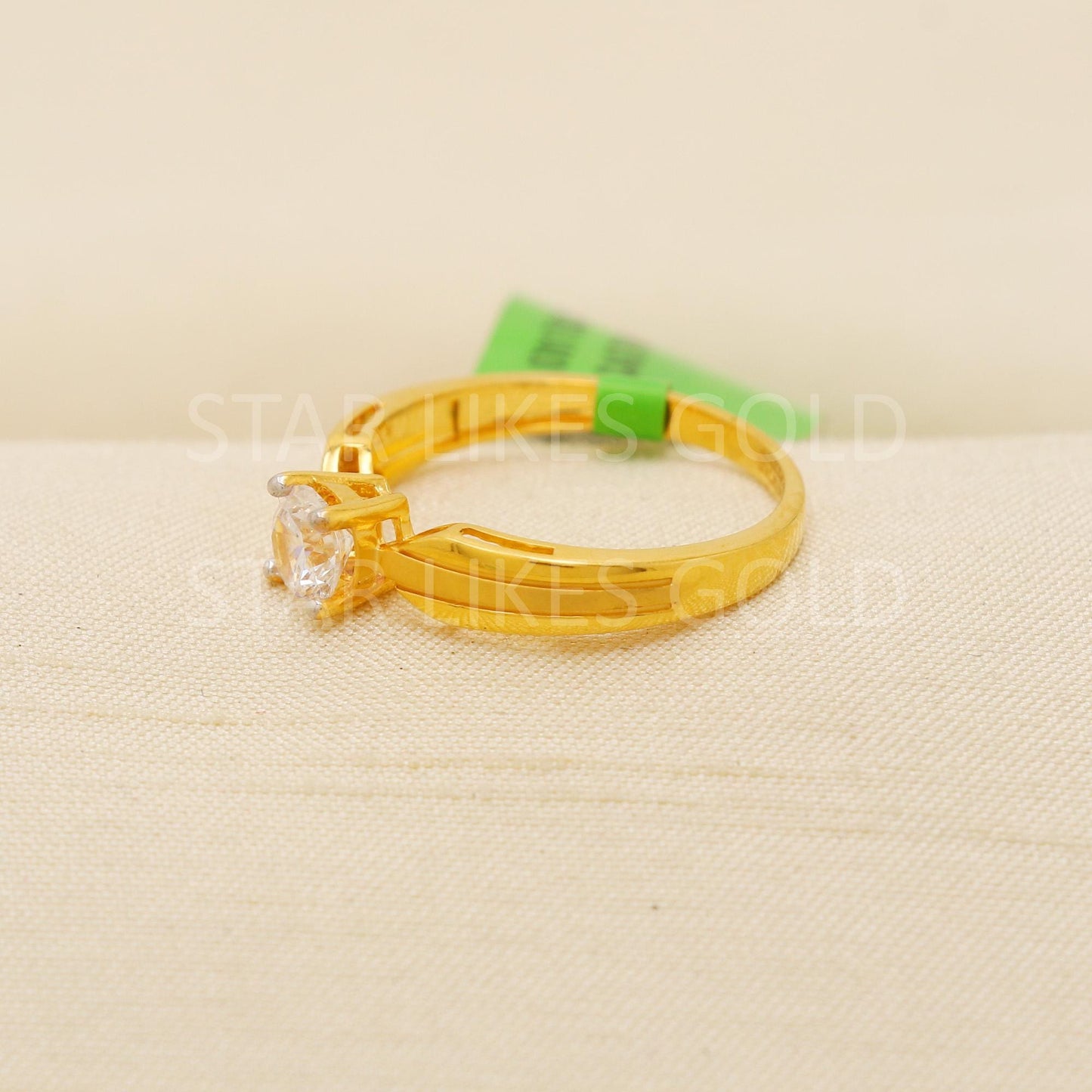 Modern 22K Gold Minimalist Designer Ring with Sparkling CZ Stone, PR2220