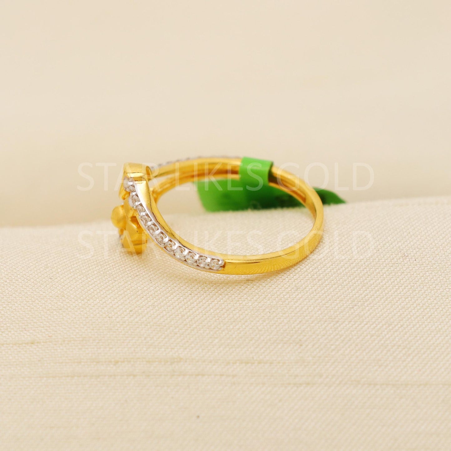 Modern 22K Gold Minimalist Designer Ring with Sparkling CZ Stone, PR2137