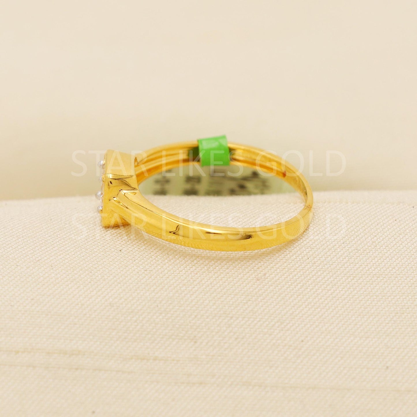 Modern 22K Gold Minimalist Designer Ring with Sparkling CZ Stone, PR2139