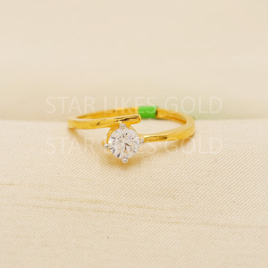 Modern 22K Gold Minimalist Designer Ring with Sparkling CZ Stone, PR2140