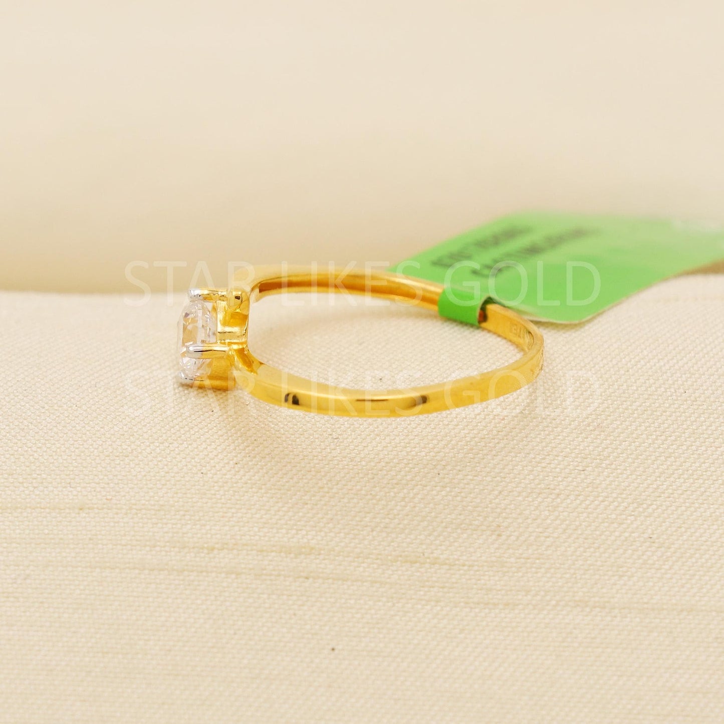 Modern 22K Gold Minimalist Designer Ring with Sparkling CZ Stone, PR2140