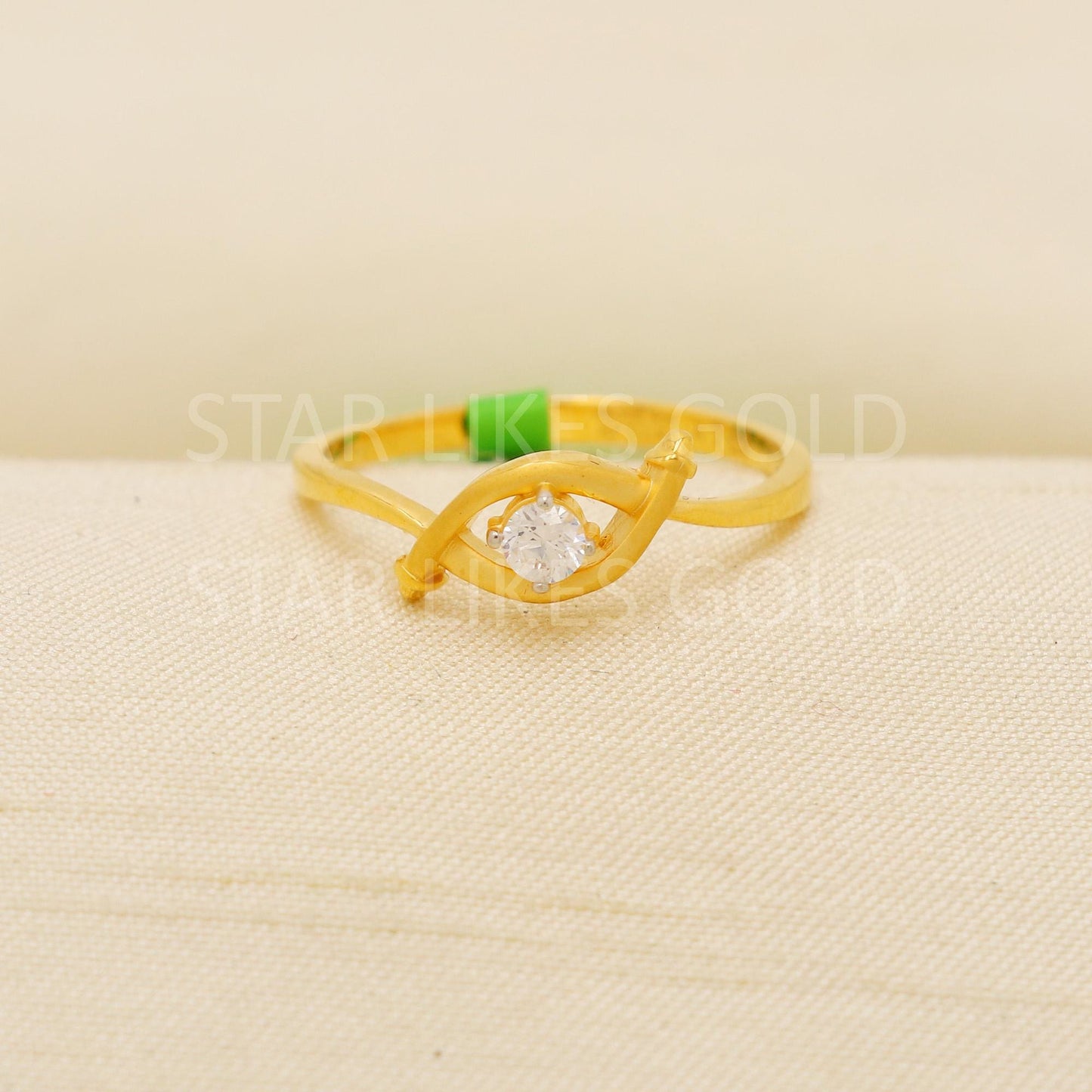 Modern 22K Gold Minimalist Designer Ring with Sparkling CZ Stone, PR2142