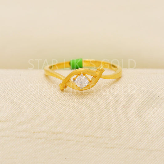 Modern 22K Gold Minimalist Designer Ring with Sparkling CZ Stone, PR2142