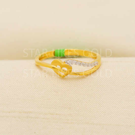 Heart Zircon Solid 22 Karat 22k Gold Handmade Ring Jewelry Women Ring Jewelry, PR2143