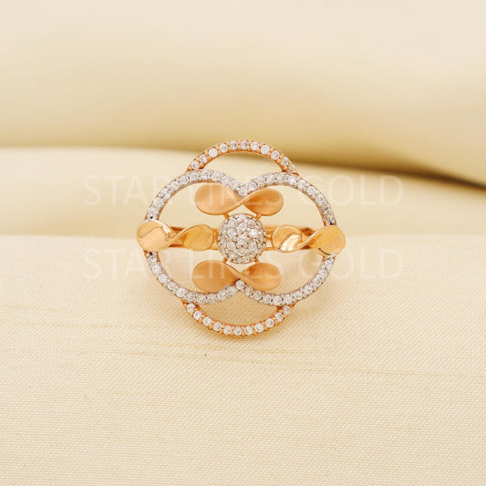 Handcrafted 18k Rose Gold Ring – Designer Artisan Jewelry, Size 7.5