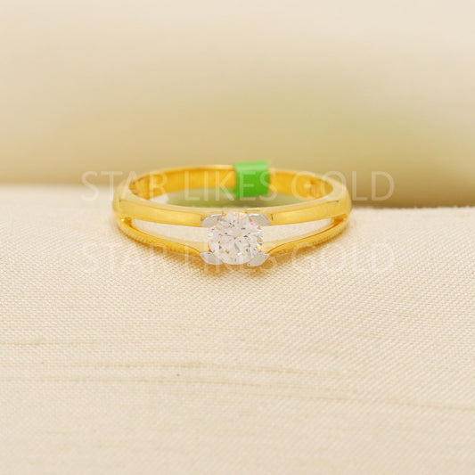 Zircon 22K Yellow Gold Ring Genuine Hallmarked 916 Handcrafted Jewelry, PR2156