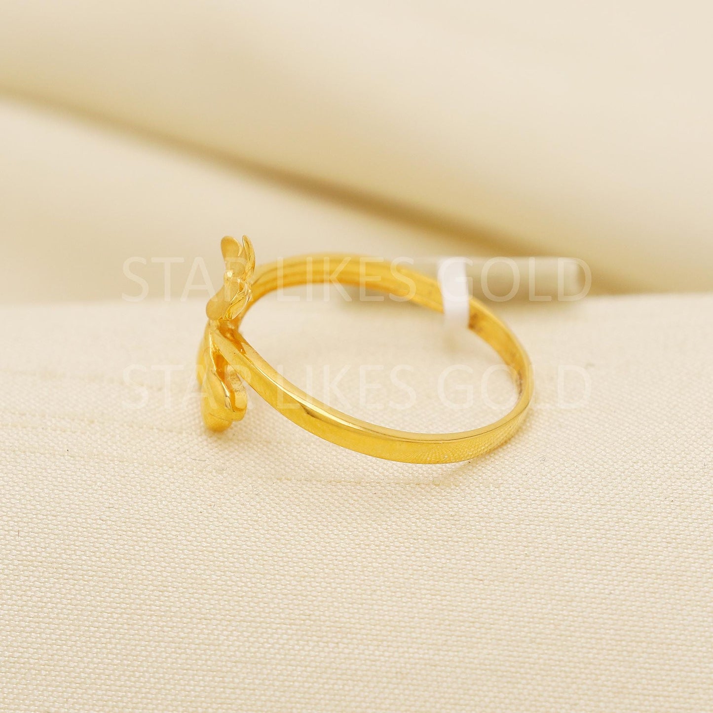 Elegant 22K Gold Dual-Layer Heart Ring with Shimmering Stone Studded Band, PR2163