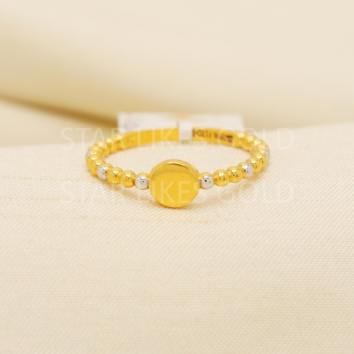 Stunning Dual-Tone 22K Gold Ball Band Ring for Modern Women, PR2166