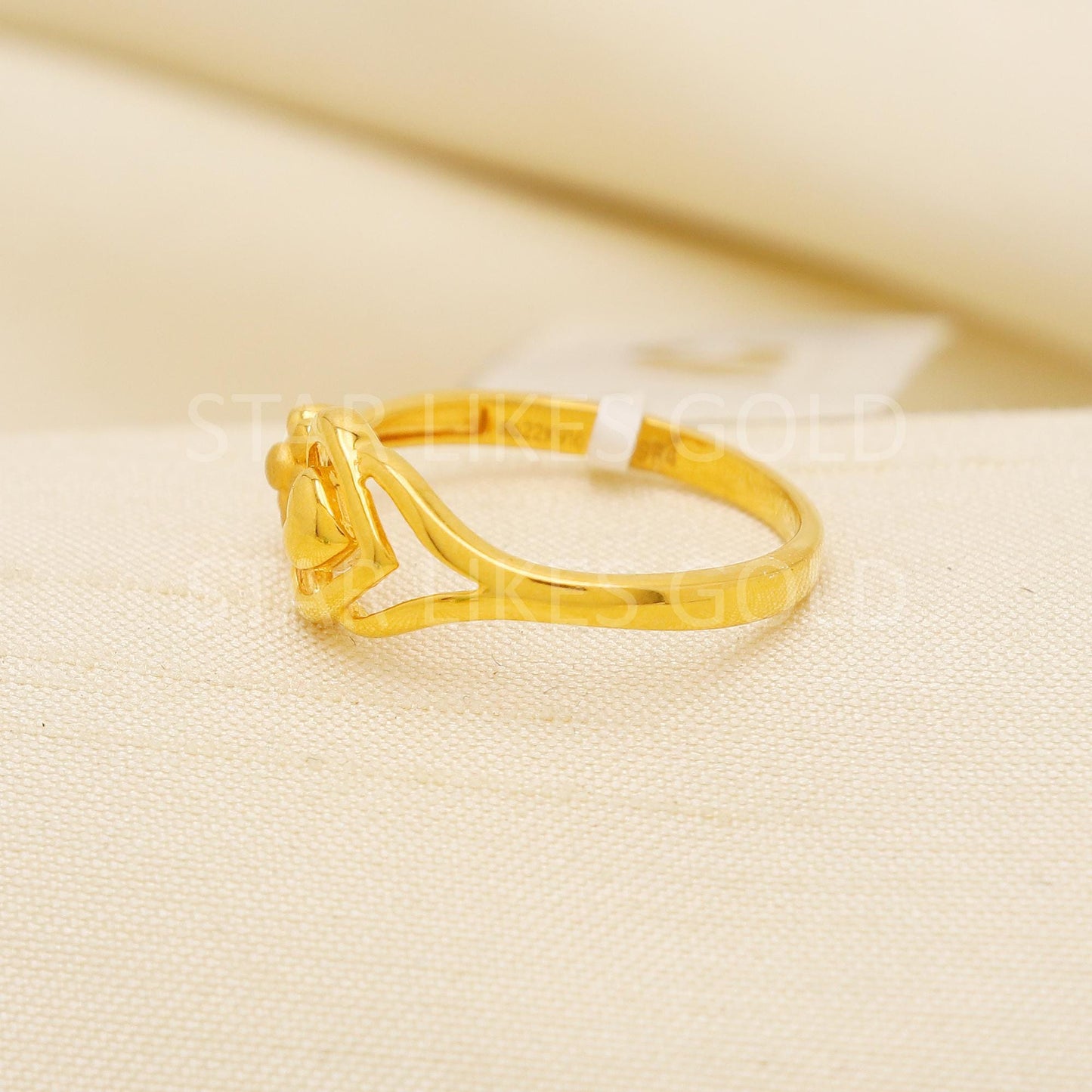 Charming 22K Gold Heart & Floral Motif Ring | Elegant Gold Jewelry for Her, PR2170