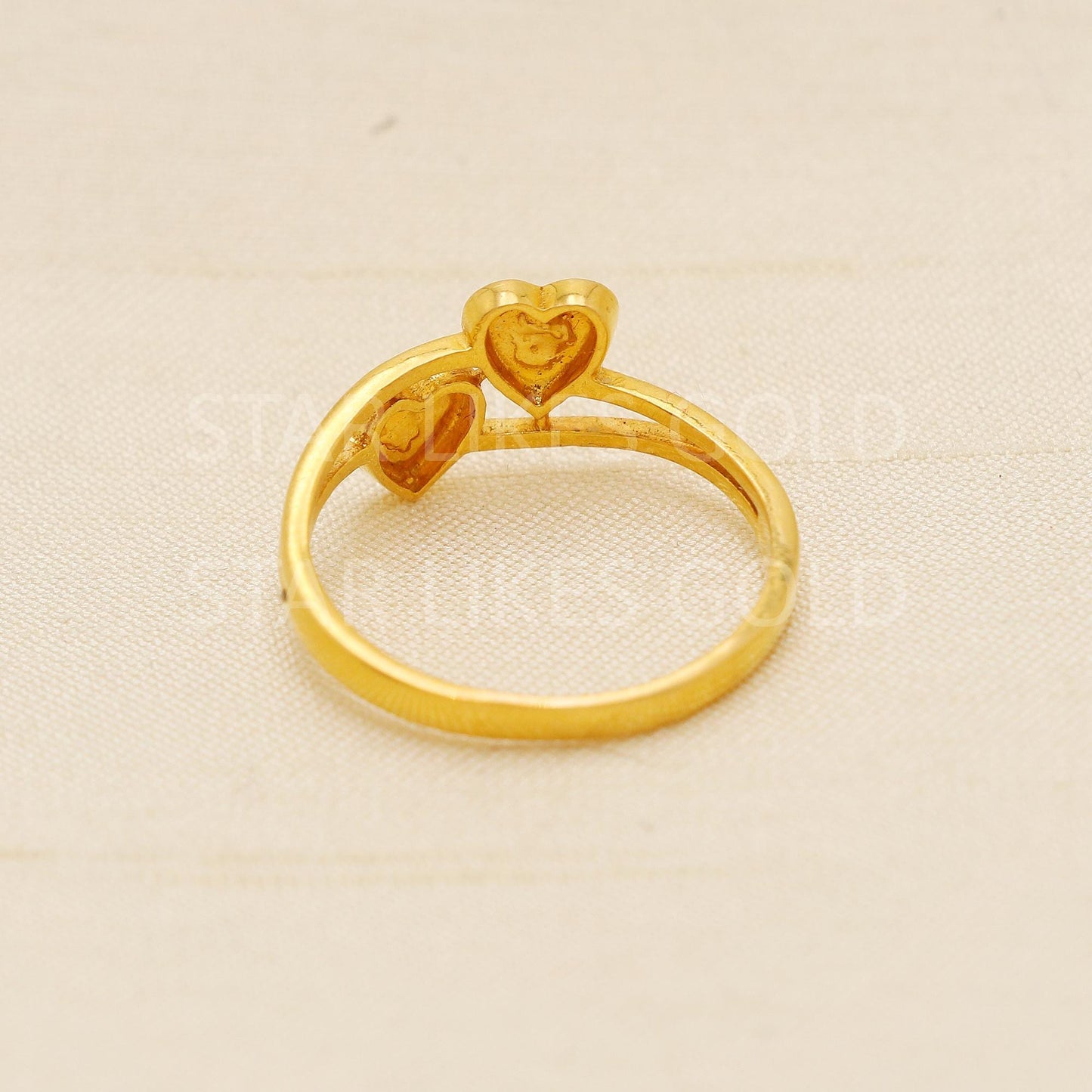 Romantic Dual Heart 22K Gold Ring Classic Gold Finish Design, PR2175