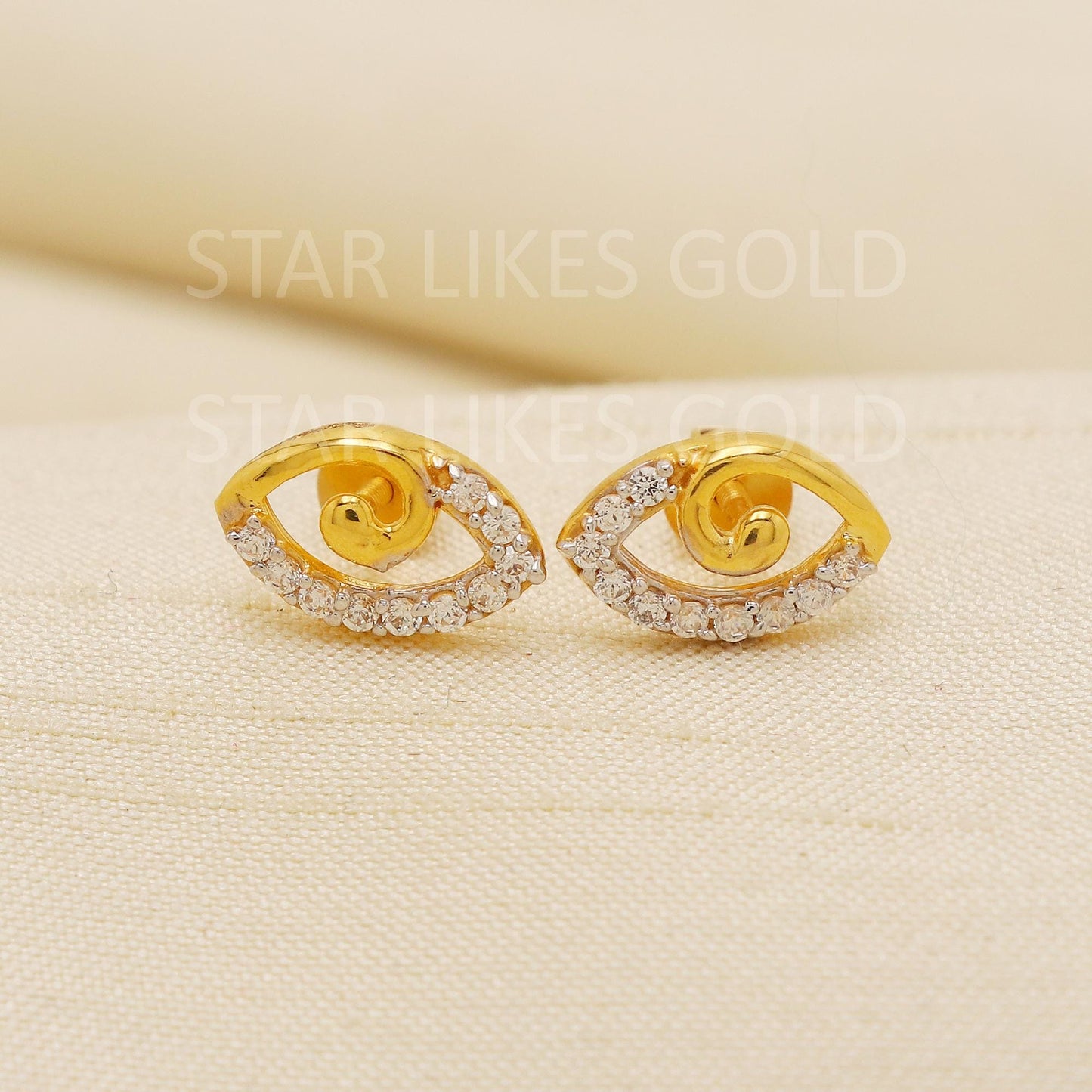 Bird 18K Gold Stud Earrings Secure Screw Back Romantic Jewelry, PR2194